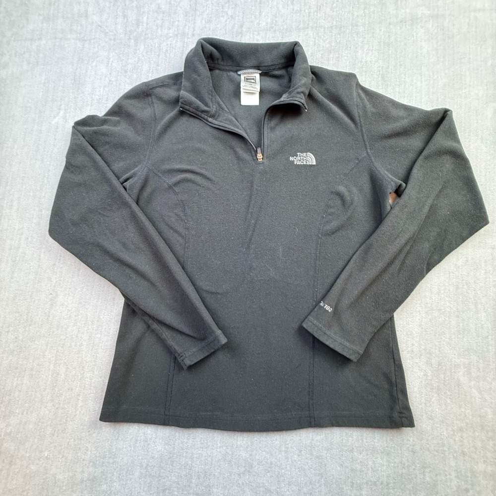 The North Face Womens TKA 100 Fleece Quarter Zip Pullover Black Size Medium